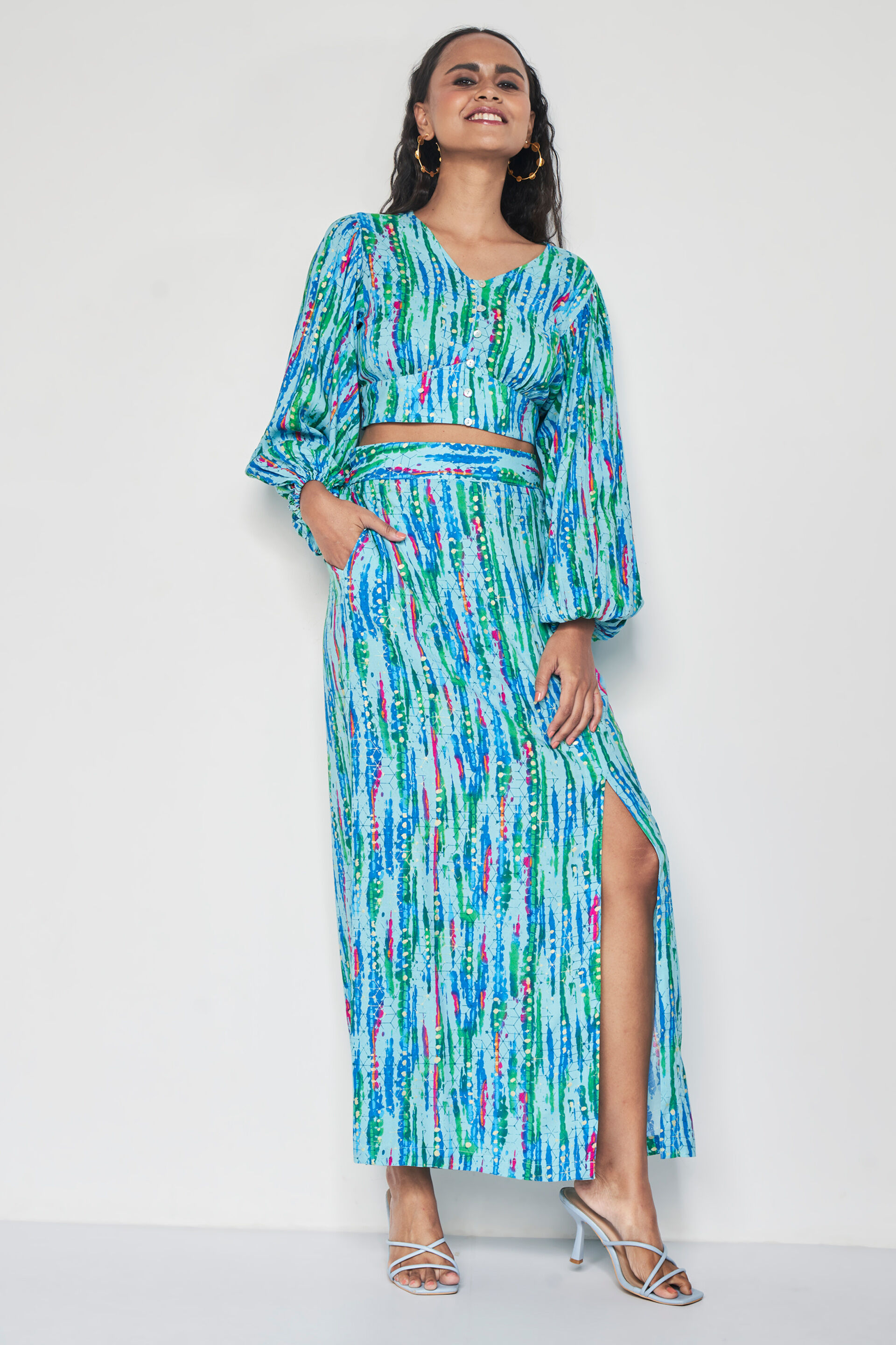 Myra Co-ords Set, Aqua, image 2